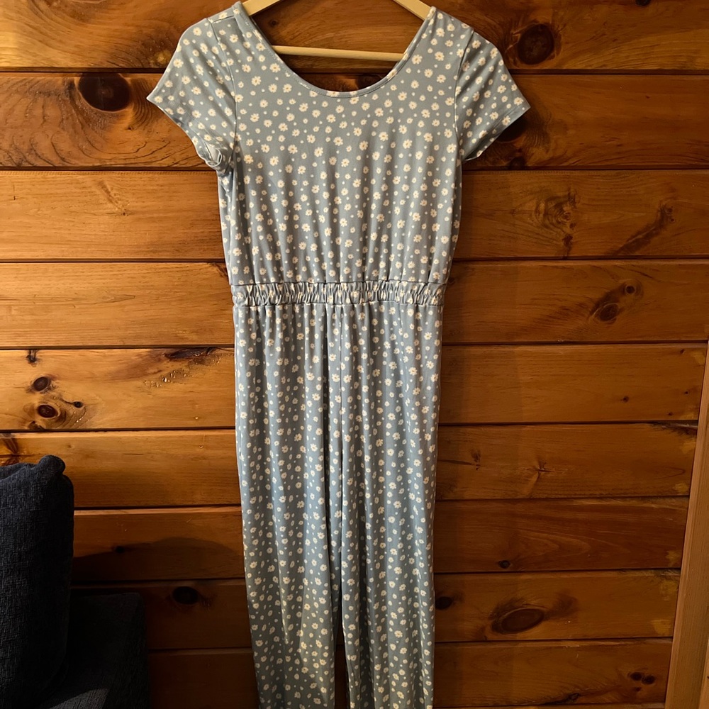 Francesca's Collections Blue Daisy Jumpsuit